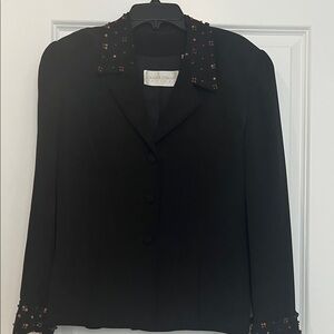 Dana Buchman Elegant Black Blazer with Embellished Details